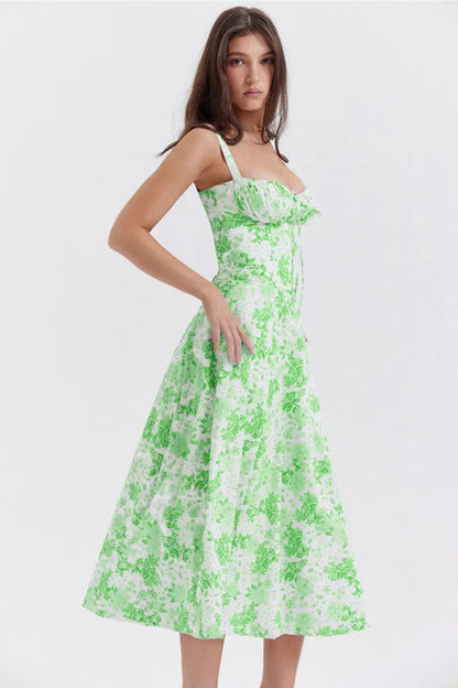 [EL 2 CON 35% OFF]Luz de Sevilla — vestido halter floral de color sólido con caída elegante y aire mediterráneo
