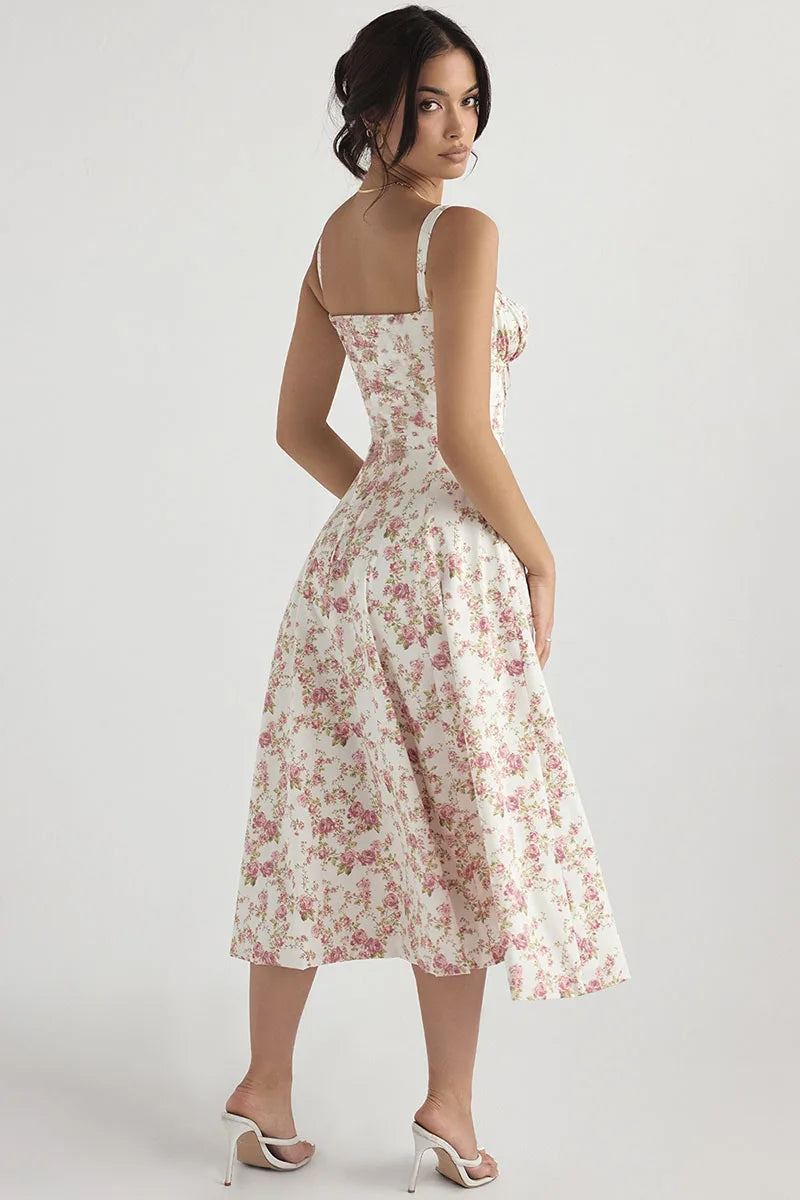 [EL 2 CON 35% OFF]Luz de Sevilla — vestido halter floral de color sólido con caída elegante y aire mediterráneo