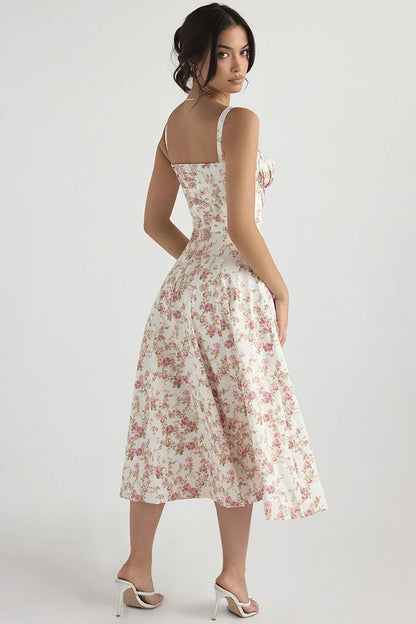 [EL 2 CON 35% OFF]Luz de Sevilla — vestido halter floral de color sólido con caída elegante y aire mediterráneo