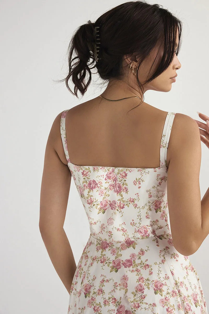 [EL 2 CON 35% OFF]Luz de Sevilla — vestido halter floral de color sólido con caída elegante y aire mediterráneo