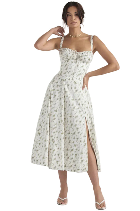 [EL 2 CON 35% OFF]Luz de Sevilla — vestido halter floral de color sólido con caída elegante y aire mediterráneo